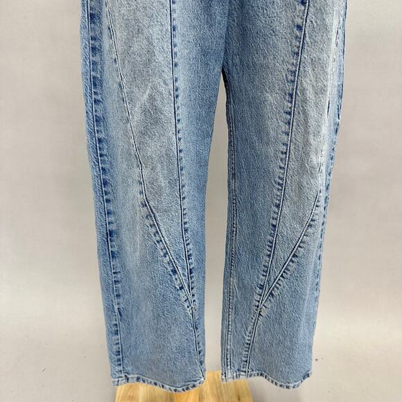 Powell Boyfriend Pull On Jeans Size Medium High Waist Paperbag - Picture 6 of 16